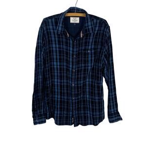 Flag & Anthem Flannel Shirt Blue Black Plaid Mens XL Lined button down